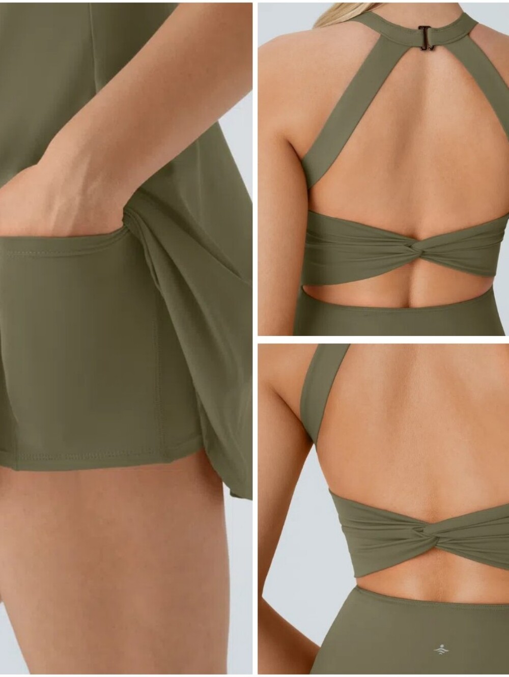 Halara SoftlyZero™ Backless Twisted Active Dress/Green - Picture 5 of 16